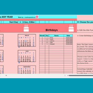 Dynamic Calendar any year